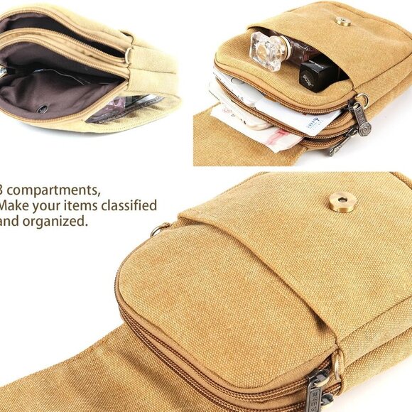 Embroidery Canvas Crossbody Bag Cell phone Pouch Coin Purse for Women - Picture 4 of 7